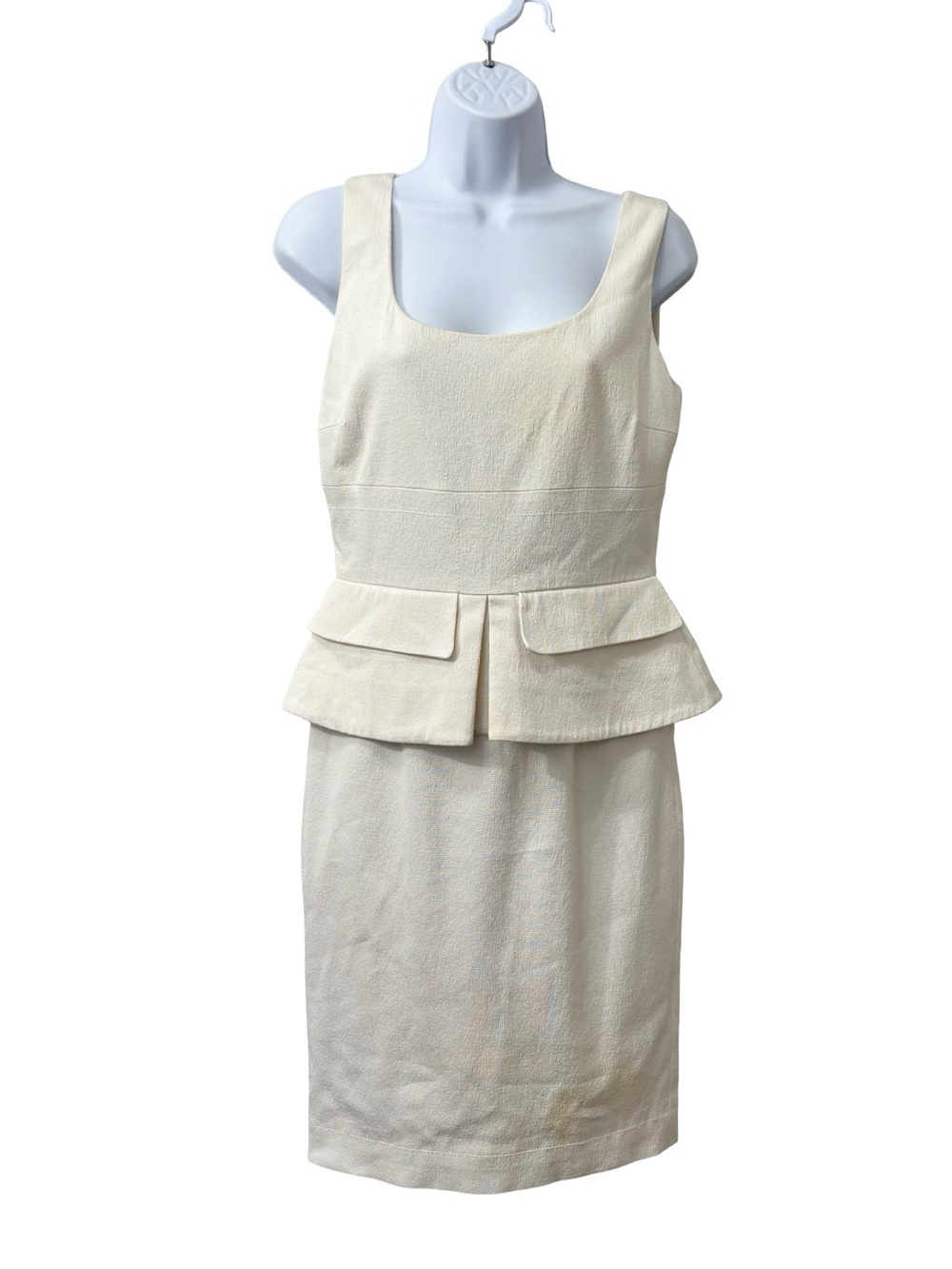 Tom Ford Beige Peplum Knee Length Round Neck Dress Size 42‎ *Flawed